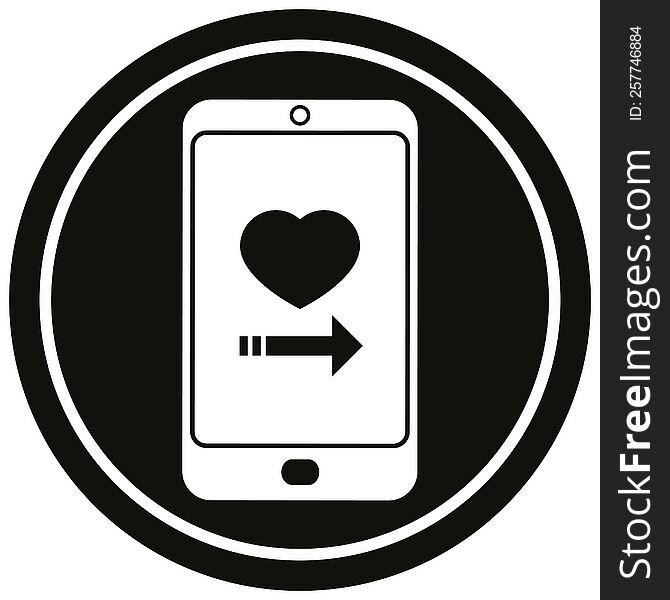 dating app on cell phone circular symbol