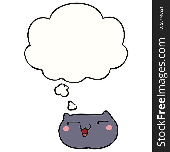 Cartoon Cat Face And Thought Bubble