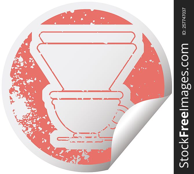 distressed sticker icon illustration of a filter coffee cup. distressed sticker icon illustration of a filter coffee cup