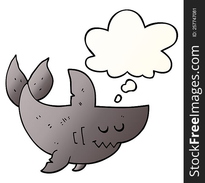 Cartoon Shark And Thought Bubble In Smooth Gradient Style