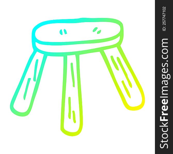 Cold Gradient Line Drawing Cartoon Wooden Stool