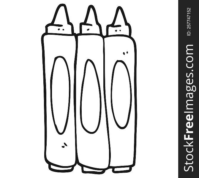 freehand drawn black and white cartoon crayons