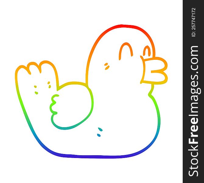 Rainbow Gradient Line Drawing Cartoon Happy Duck