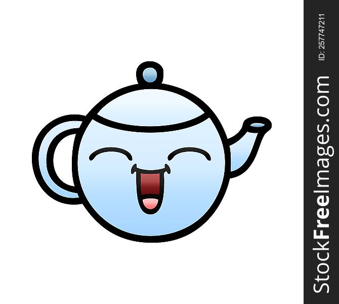 gradient shaded cartoon of a happy teapot