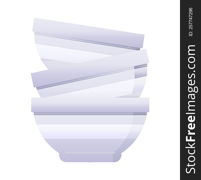 Flat colour illustration of a stack of bowls