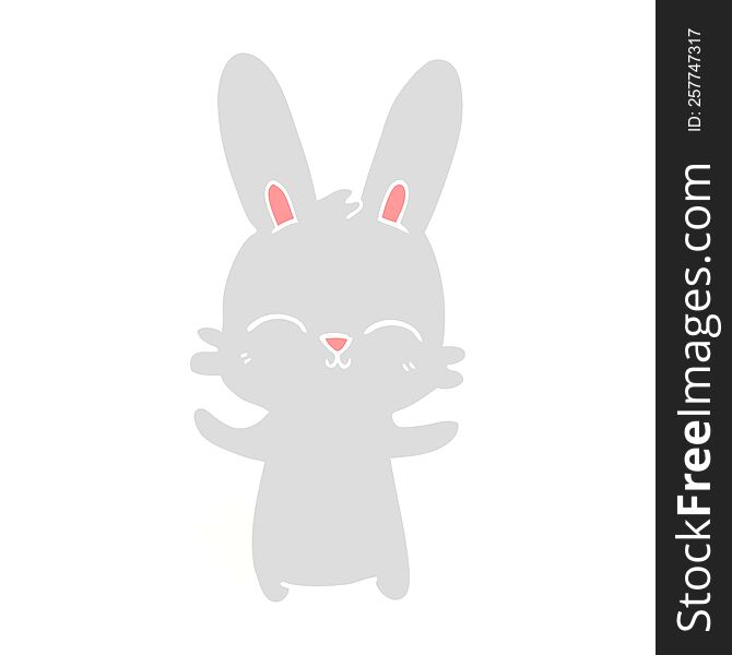 Cute Flat Color Illustration Cartoon Rabbit