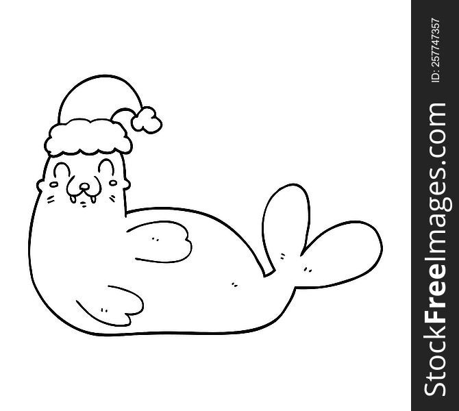 Cartoon Christmas Walrus