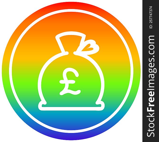 money sack circular icon with rainbow gradient finish. money sack circular icon with rainbow gradient finish