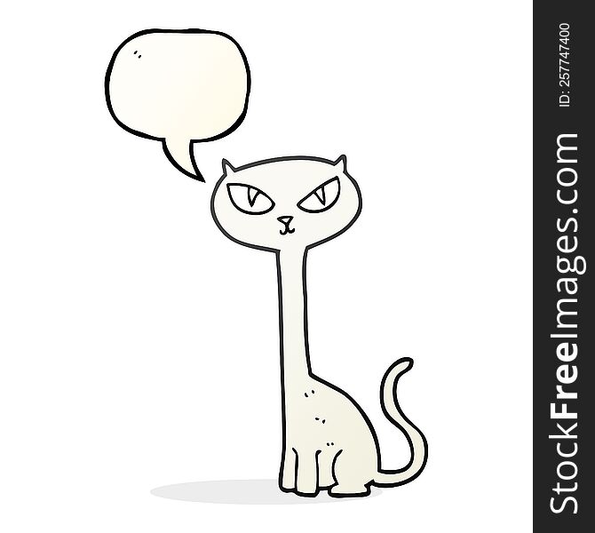 freehand drawn speech bubble cartoon cat
