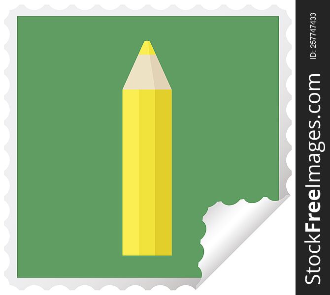 Yellow Coloring Pencil Graphic Vector Illustration Square Sticker Stamp