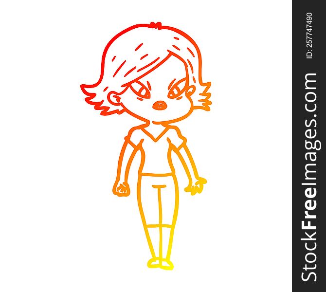 warm gradient line drawing of a cartoon stressed woman