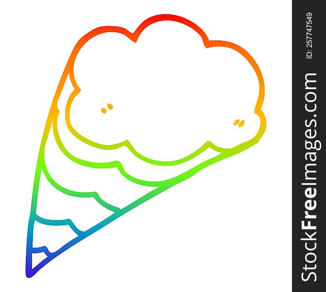 rainbow gradient line drawing of a cartoon decorative cloud