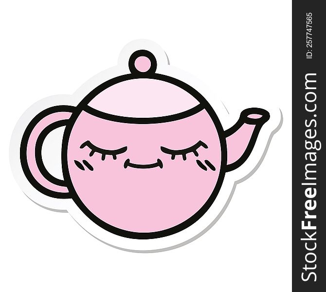 Sticker Of A Cute Cartoon Teapot