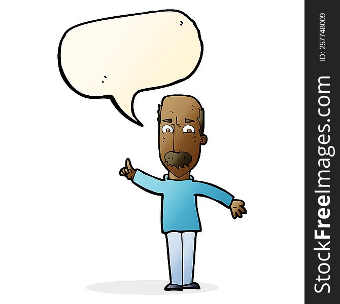 cartoon man issuing stern warning with speech bubble