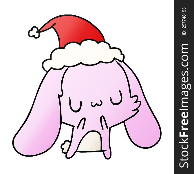 hand drawn christmas gradient cartoon of kawaii rabbit