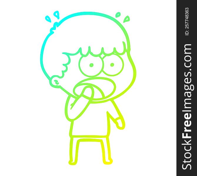cold gradient line drawing of a cartoon shocked man