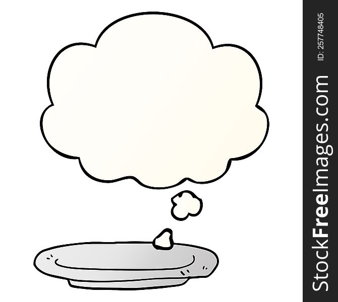 cartoon plate with thought bubble in smooth gradient style