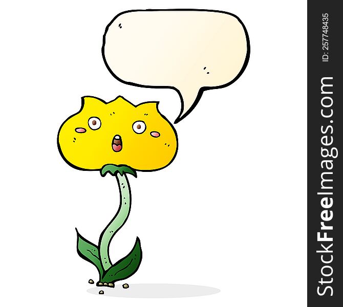 Cartoon Shocked Flower With Speech Bubble