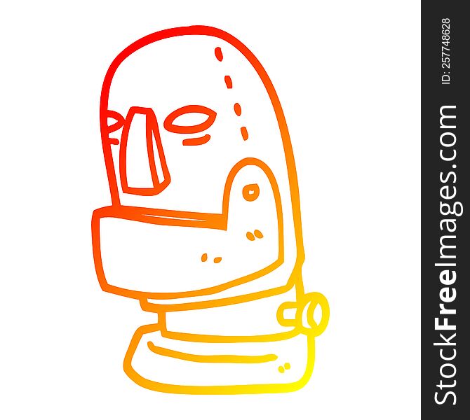 Warm Gradient Line Drawing Cartoon Robot Head