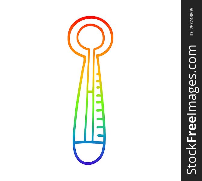 Rainbow Gradient Line Drawing Cartoon Medical Thermometer