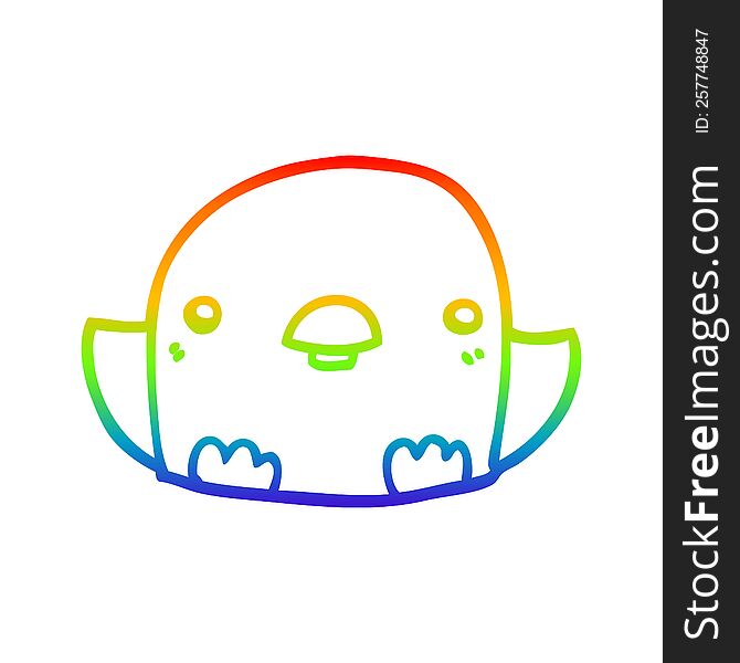 Rainbow Gradient Line Drawing Cartoon Chick