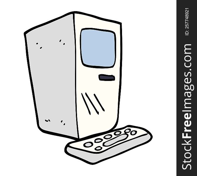 cartoon doodle office computer