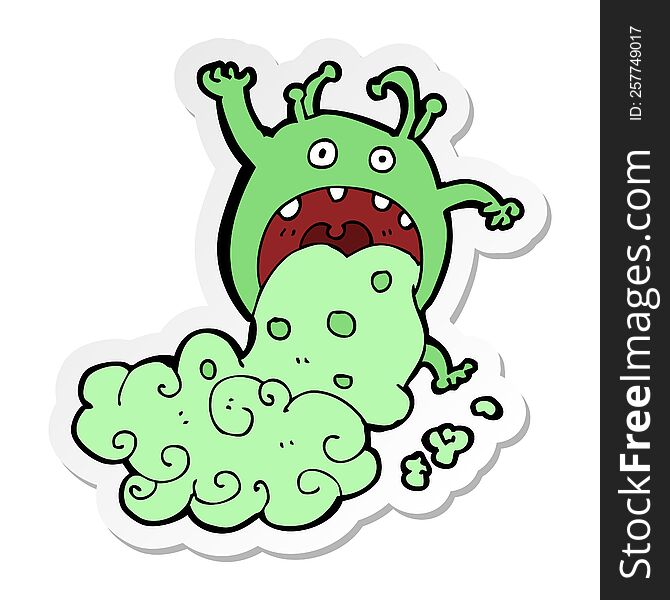 sticker of a cartoon gross monster being sick