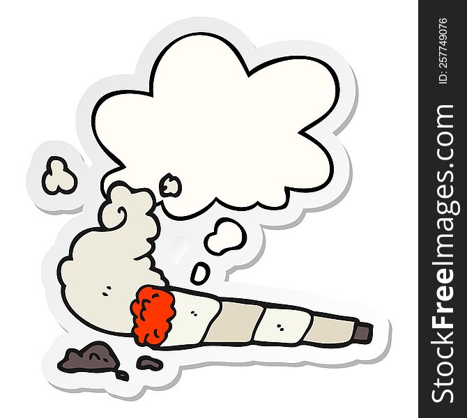 Cartoon Cigarette And Thought Bubble As A Printed Sticker