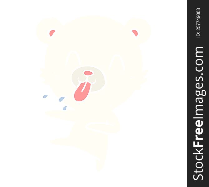 rude flat color style cartoon dancing polar bear sticking out tongue