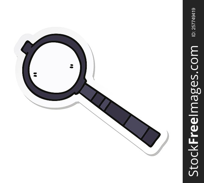 sticker of a quirky hand drawn cartoon magnifying glass