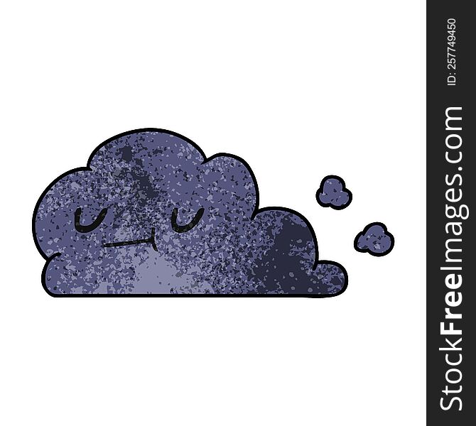 textured cartoon illustration of kawaii happy cloud. textured cartoon illustration of kawaii happy cloud