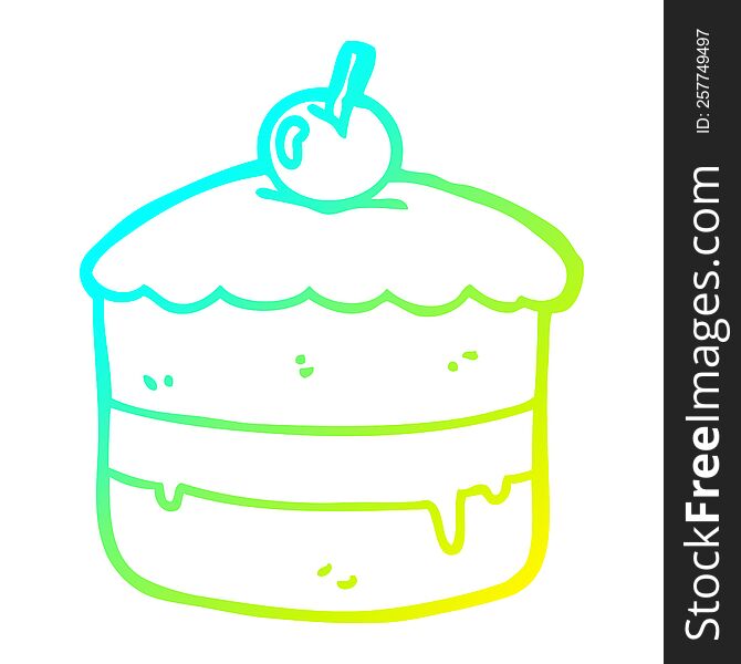 Cold Gradient Line Drawing Cartoon Cake