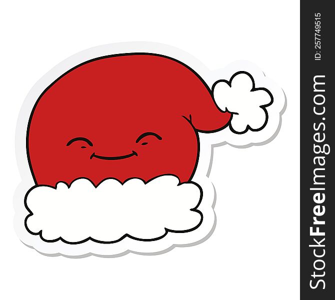 Sticker Of A Cartoon Christmas Santa Hat