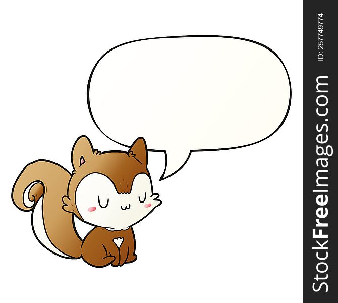 Cartoon Squirrel And Speech Bubble In Smooth Gradient Style