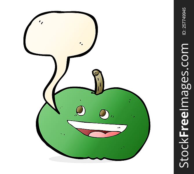 Cartoon Happy Apple With Speech Bubble