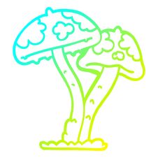 Cold Gradient Line Drawing Cartoon Mushroom Royalty Free Stock Photos