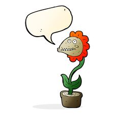 Cartoon Monster Plant With Speech Bubble Royalty Free Stock Photo