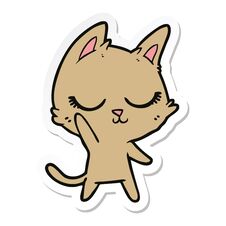 Sticker Of A Calm Cartoon Cat Stock Photo