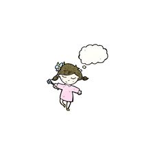 Cartoon Girl With Flower Stock Photography