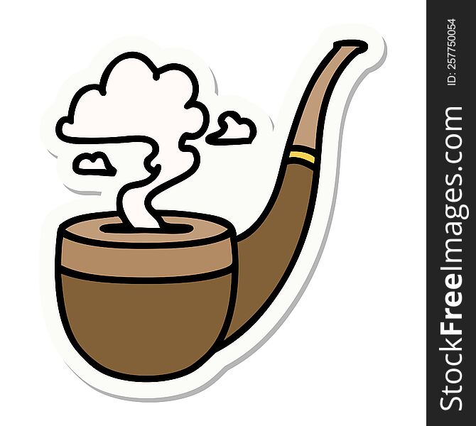 sticker of tattoo in traditional style of a smokers pipe. sticker of tattoo in traditional style of a smokers pipe