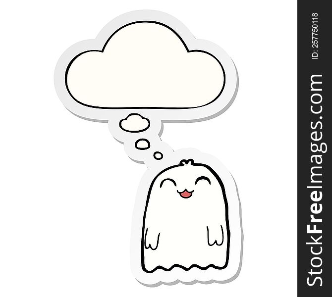 Cartoon Ghost And Thought Bubble As A Printed Sticker