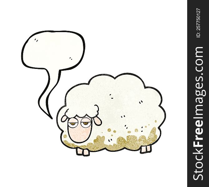 freehand speech bubble textured cartoon muddy winter sheep