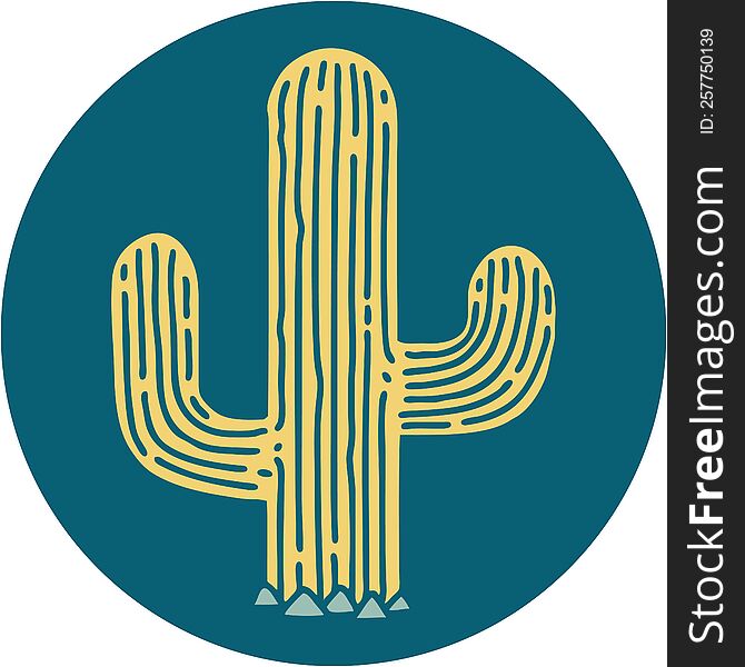 iconic tattoo style image of a cactus. iconic tattoo style image of a cactus