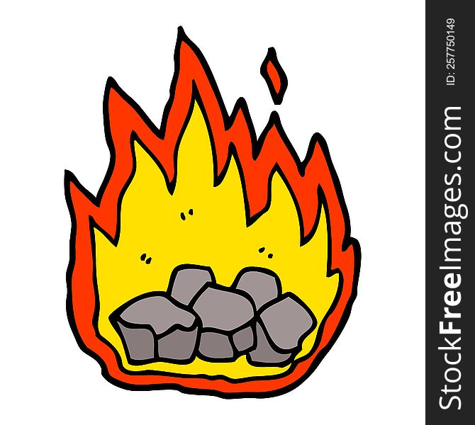 cartoon doodle burning coals