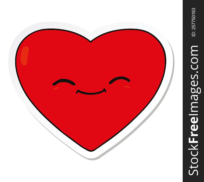 sticker of a cartoon happy love heart