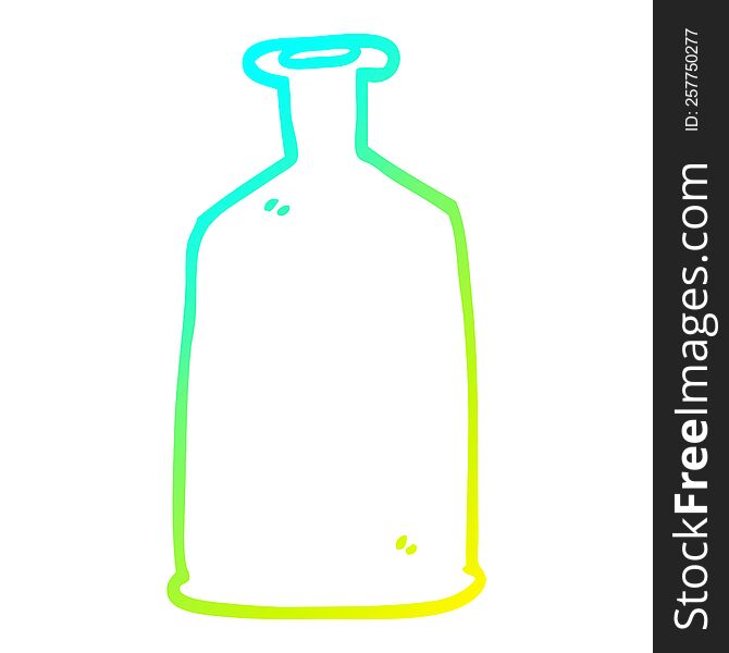 cold gradient line drawing cartoon green bottle