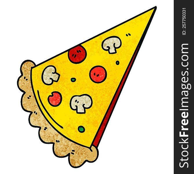 hand drawn quirky cartoon slice of pizza. hand drawn quirky cartoon slice of pizza