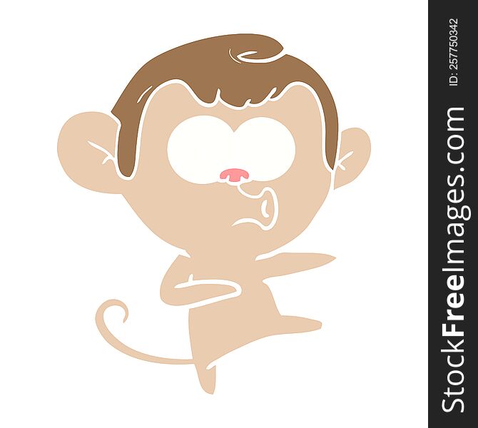 Flat Color Style Cartoon Dancing Monkey