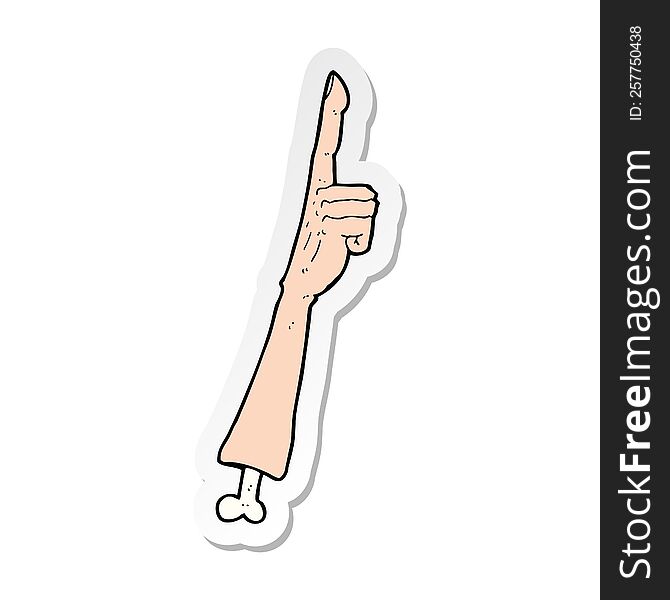 Sticker Of A Cartoon Pointing Arm