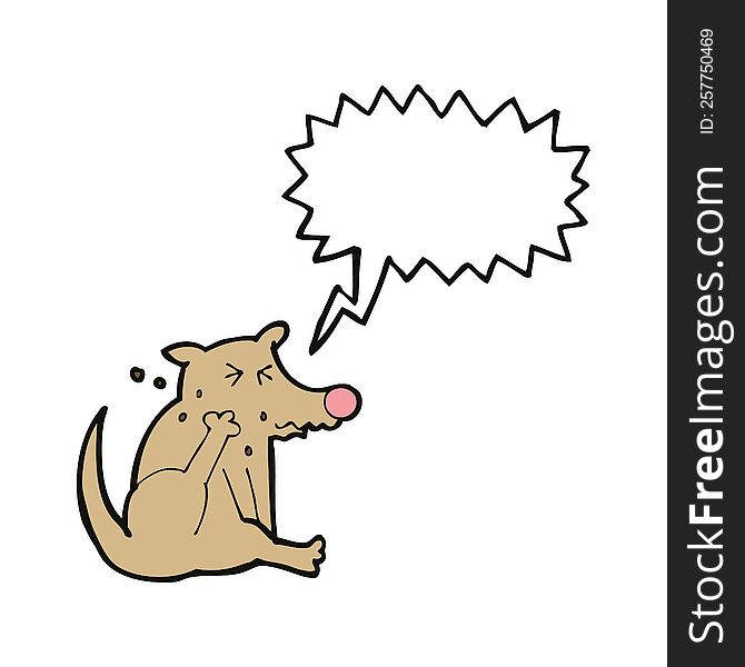 Cartoon Dog Scratching With Speech Bubble